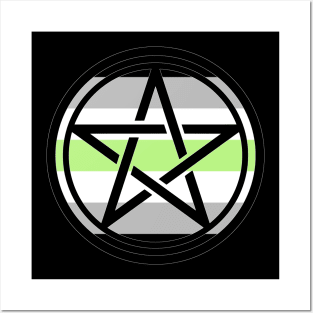 Large Print Pentacle LGBT Flag Agender Posters and Art